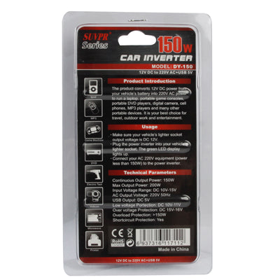Input 12V + USB 150W AC Car Power Inverter, Output 220V