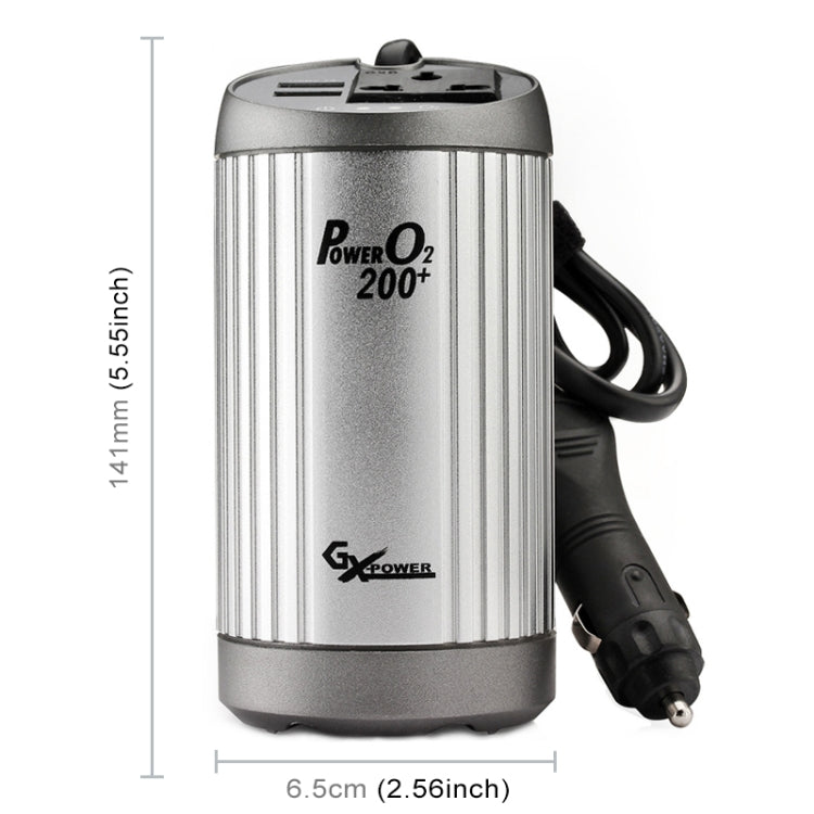 200W DC 12V to Ion-AC 220V Power Inverter with Dual USB Ports(Silver)