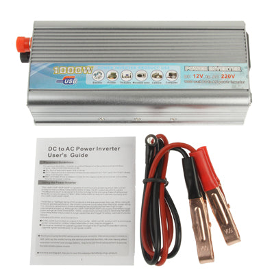 1000W DC 12V to AC 220V Car Power Inverter with USB Port(Silver)