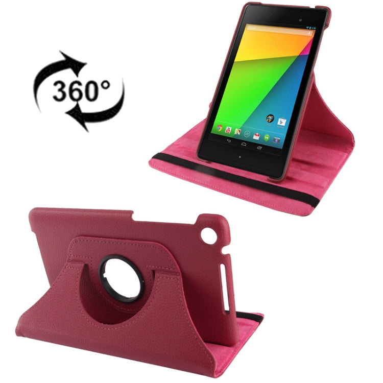 360 Degrees Rotation Litchi Texture Leather Case with 2-angle Holder for Google Nexus 7 (2013 Version),
