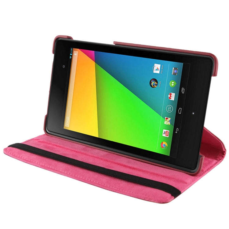 360 Degrees Rotation Litchi Texture Leather Case with 2-angle Holder for Google Nexus 7 (2013 Version),
