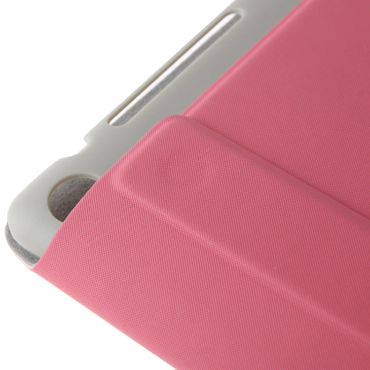 3-folding Cloth Texture Leather Case with Holder for Google Nexus 7 (2013 Version), Pink(Pink)