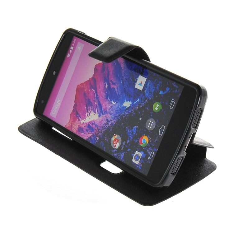 Horizontal Flip Leather Case with Call Display ID & Holder for Google Nexus 5 / D821