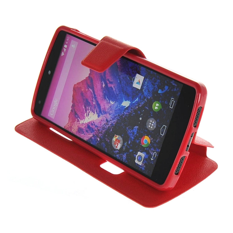 Horizontal Flip Leather Case with Call Display ID & Holder for Google Nexus 5 / D821