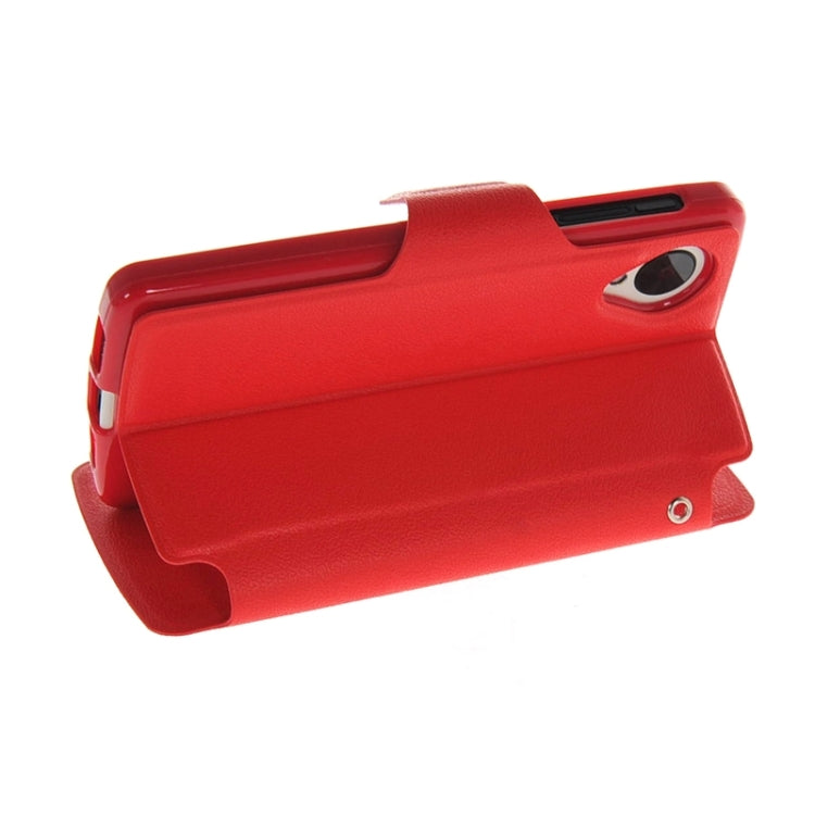 Horizontal Flip Leather Case with Call Display ID & Holder for Google Nexus 5 / D821