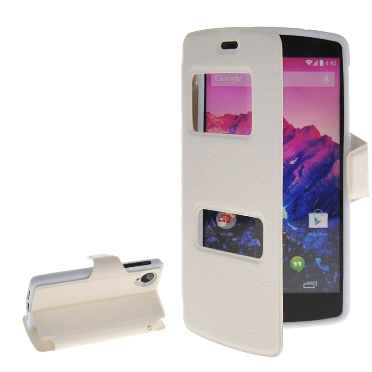 Horizontal Flip Leather Case with Call Display ID & Holder for Google Nexus 5 / D821