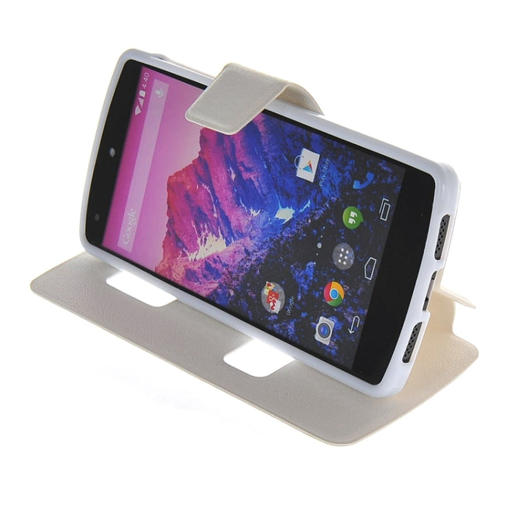 Horizontal Flip Leather Case with Call Display ID & Holder for Google Nexus 5 / D821