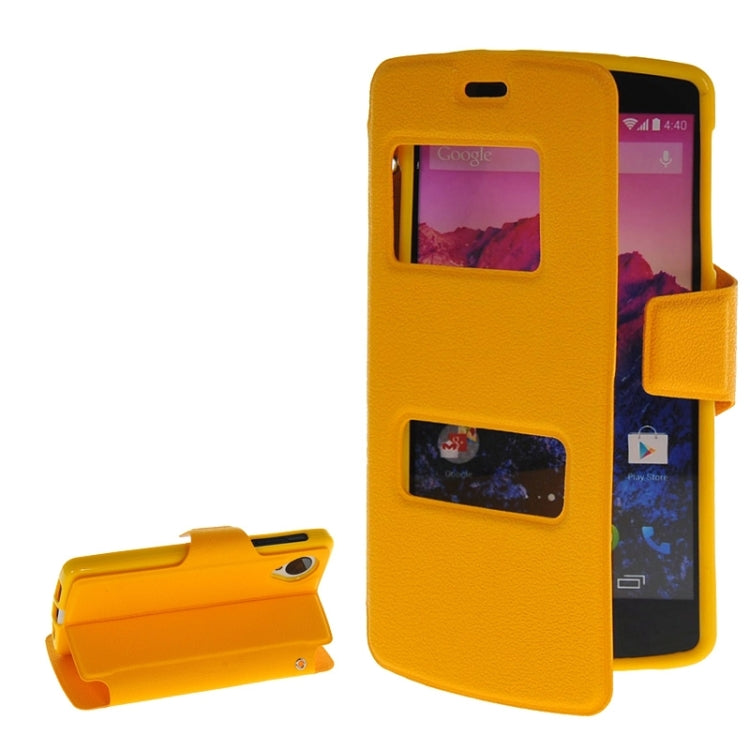 Horizontal Flip Leather Case with Call Display ID & Holder for Google Nexus 5 / D821