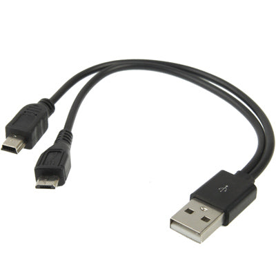 USB 2.0 to Micro USB + Mini 5 Pin Cable , Length: 21.5cm, For Samsung, HTC, Sony, Lenovo, Huawei, and other Smartphones(Black)