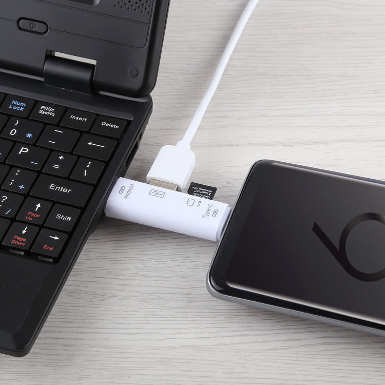 D-188 3 in 1 TF & USB to Micro USB & Type-C Card Reader OTG Adapter Connector