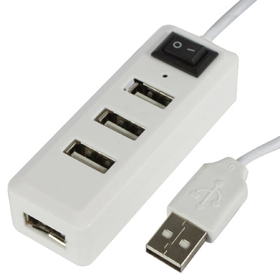 4 Ports USB 2.0 HUB with Switch, Plug and Play(White)