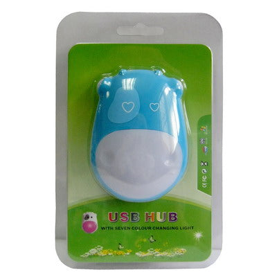 Seven Color Changing Light Hi-speed USB 4-Port HUB(White)