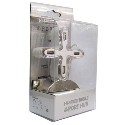 USB 2.0 High Speed 4 Port Hub(White)