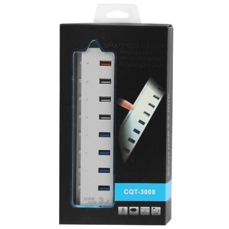 4 Port USB 3.0 + 3 Port USB 2.0 + 1 Port Fast Charging Hub with ON/OFF Switch (CQT-3008)(White)