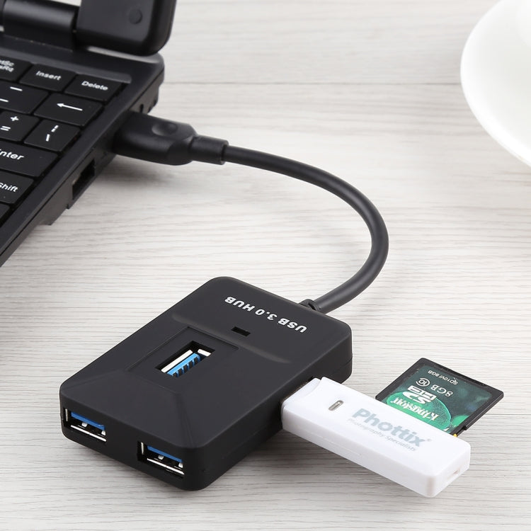 5Gbps Super Speed 4 Ports USB 3.0 HUB Adapter, Cable Length: 15cm(Black)