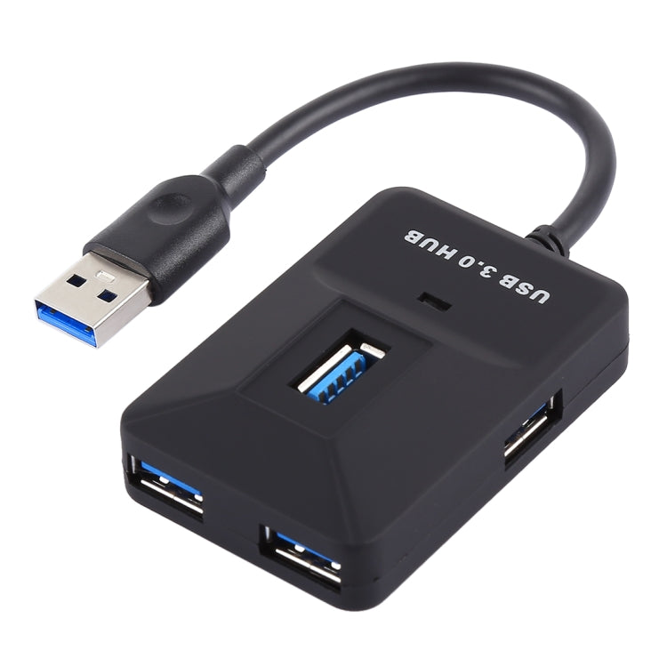 5Gbps Super Speed 4 Ports USB 3.0 HUB Adapter, Cable Length: 15cm(Black)
