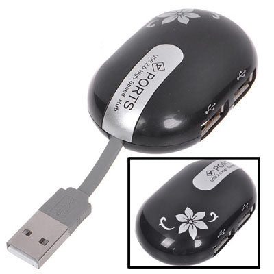 Mouse Style 4 Ports USB 2.0 HUB(Black)