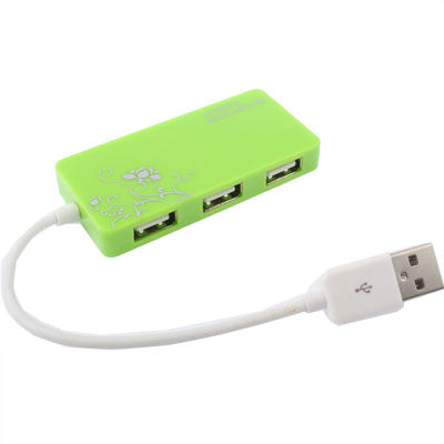 4 Ports USB 2.0 HUB, Plug and Play, Green