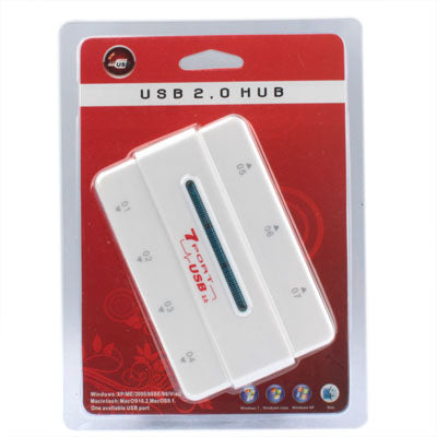Hi-speed 7-Ports USB 2.0 HUB, Plug and Play (White)