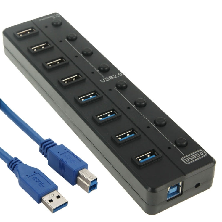 5Gbps Super Speed 8 Ports USB HUB with LED Indication & Power Switches