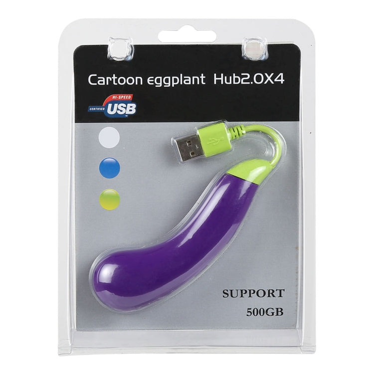 Eggplant Style 4-Port USB 2.0 HUB, 480Mbps High-Speed, Plug and Play
