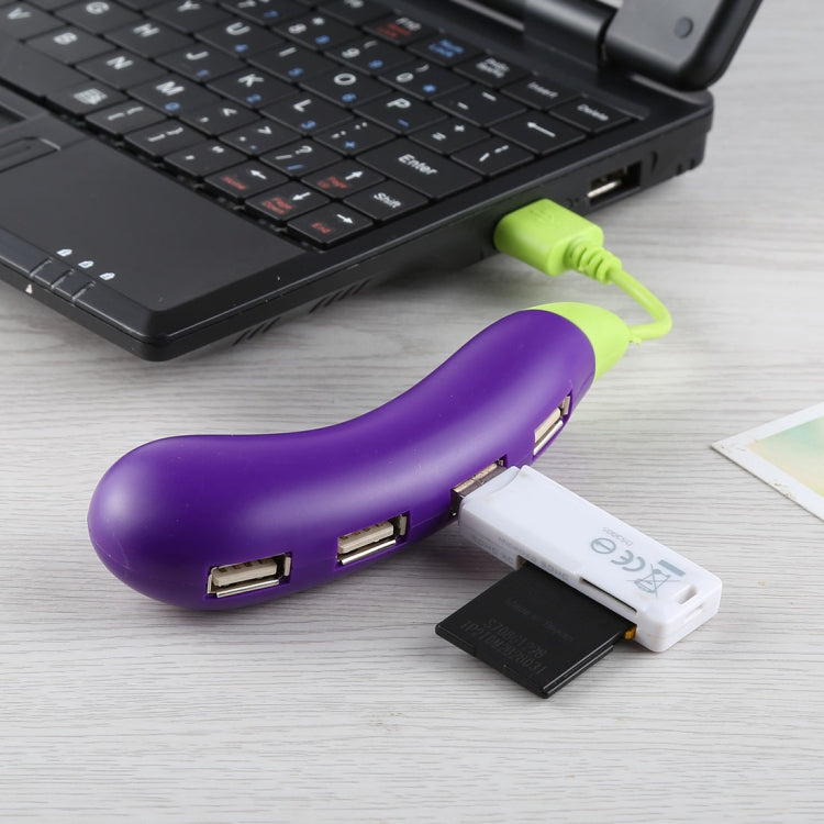 Eggplant Style 4-Port USB 2.0 HUB, 480Mbps High-Speed, Plug and Play