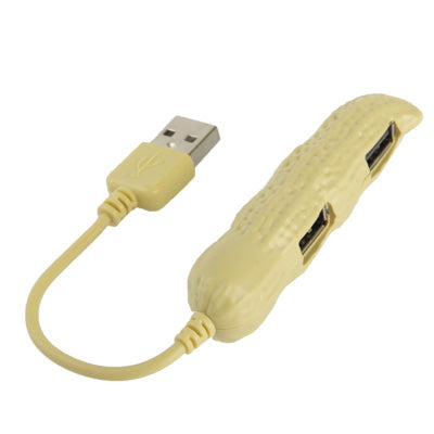 Peanut Style Hi-Speed 480Mbps 4-Port USB 2.0/1.1 Hub(Yellow)