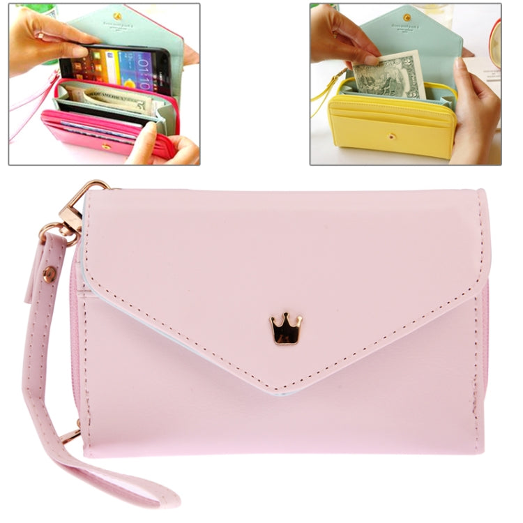 Fashionable Women 3-Fold Zipper Magnet Leather Wallet / Mobile Phone Case