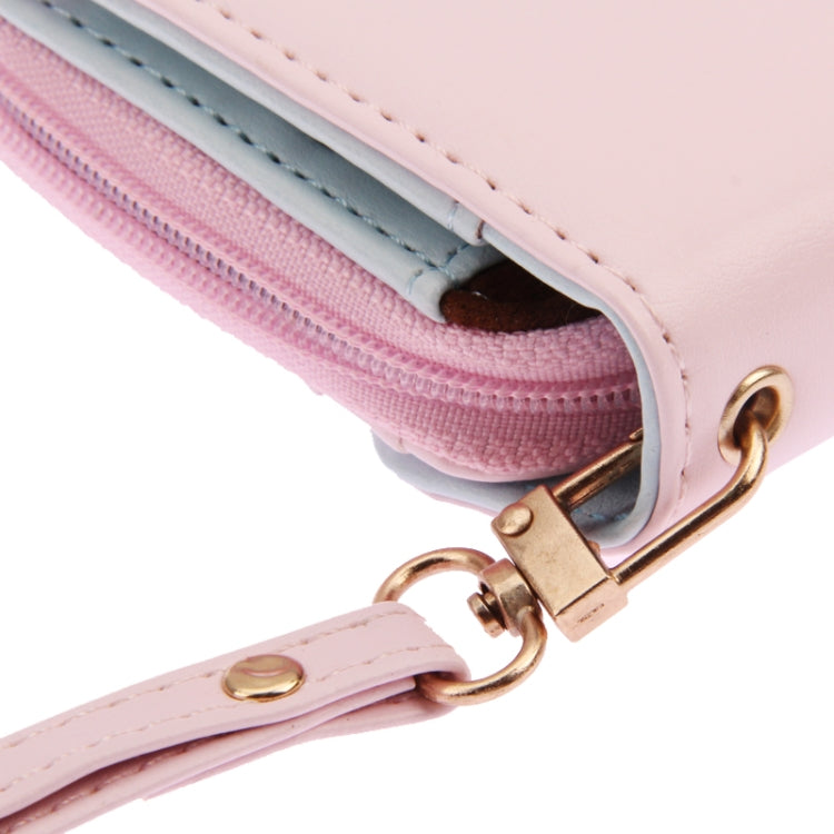 Fashionable Women 3-Fold Zipper Magnet Leather Wallet / Mobile Phone Case