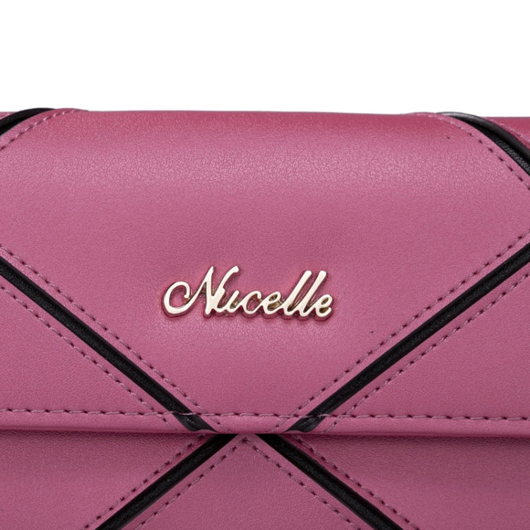 Fashion 2-fold Hit Color Stitching PU Leather Wallet(Magenta)