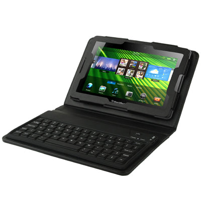 2 in 1 Bluetooth 2.0 Silicone Keyboard + Folding Leather Tablet Case for BlackBerry PlayBook(Black)