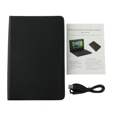 2 in 1 Bluetooth 2.0 Silicone Keyboard + Folding Leather Tablet Case for BlackBerry PlayBook(Black)