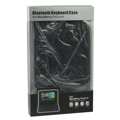 2 in 1 Bluetooth 2.0 Silicone Keyboard + Folding Leather Tablet Case for BlackBerry PlayBook(Black)