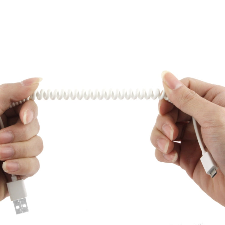 Micro USB Data Sync Charger Coiled Cable, Length: 27.5cm (can be extended up to 100cm)