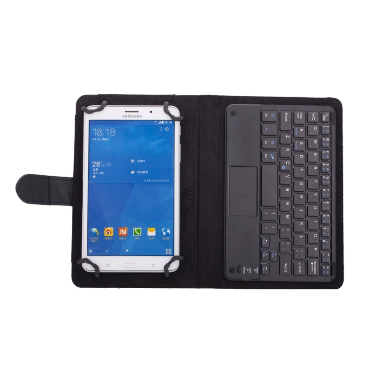 Universal Litchi Texture Leather Tablet Case with Removable Bluetooth Keyboard & Holder & Touchpad for 7 inch Android Windows Tablet PC(Black)