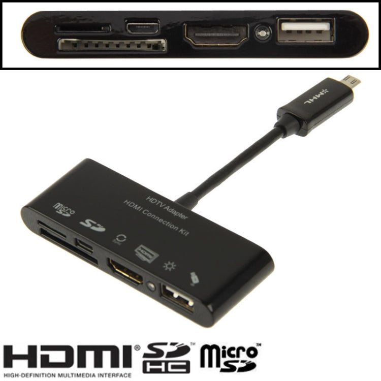 (Full HD 1080P HDMI + USB + Sync + SD / TF Card ) HDMI Connection Kits, Support OTG & Sync Function, For Galaxy Note III / S IV / i9500 / i9300 / N7100 / i9220 / HTC One / M7(Black)