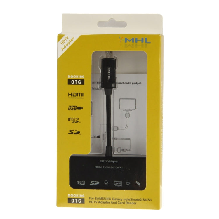 (Full HD 1080P HDMI + USB + Sync + SD / TF Card ) HDMI Connection Kits, Support OTG & Sync Function, For Galaxy Note III / S IV / i9500 / i9300 / N7100 / i9220 / HTC One / M7(Black)