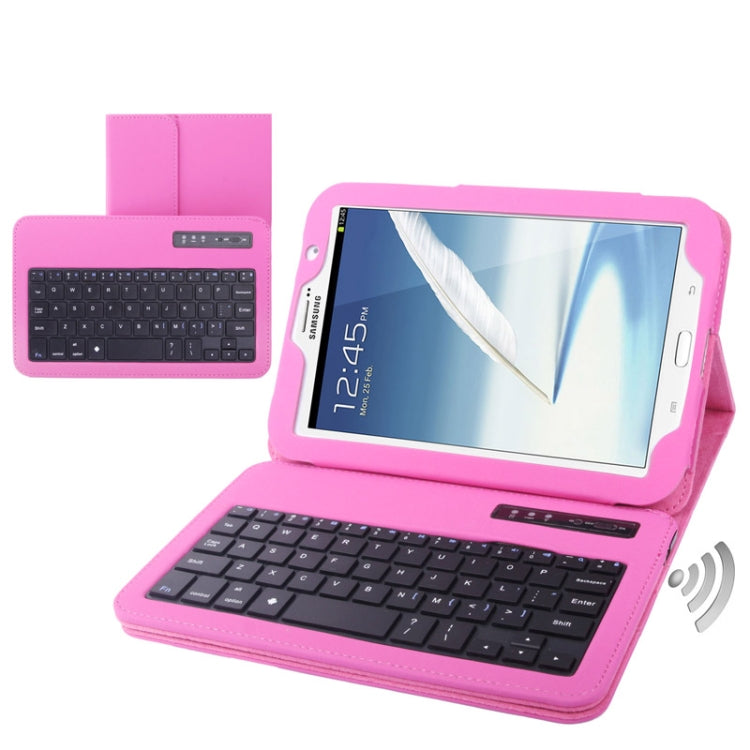 High Density Waterproof Material Slim Lined Protective Leather Case with Detachable Bluetooth Hard Key Keyboard for Galaxy Note 8.0 / N5100 / iPad mini / mini 2 Retina(Magenta)