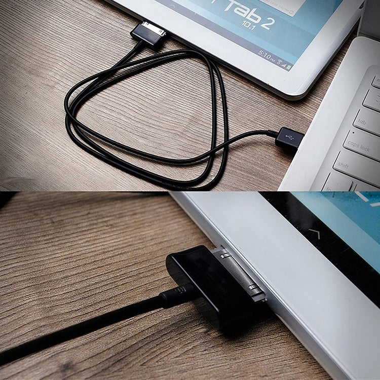 1m 30 Pin to USB Cable, For Galaxy Tab P1000 / P3100 / P5100 / P6200 / P6800 / P7100 / P7300 / P7500 / N5100 / N8000(Black)
