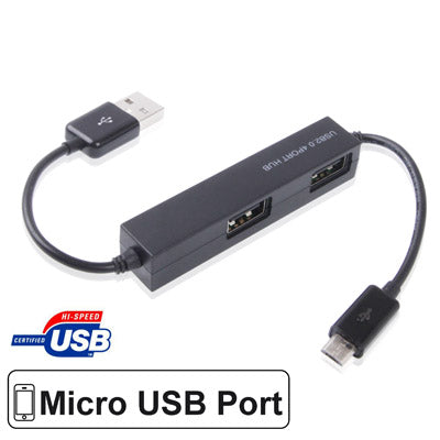 High Speed 4-Port USB 2.0 HUB / SYNC Cable, For Samsung S6 / HTC / Sony / LG / Nokia and Other Micro USB Port Mobile Device(Black)