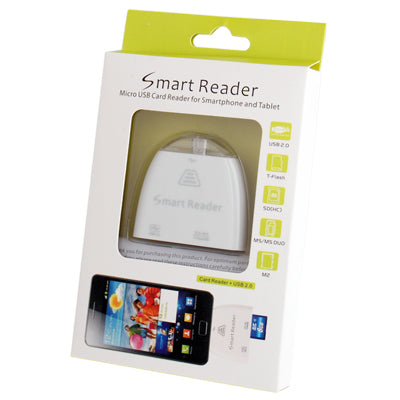 Micro USB Card Reader for Smartphone and Table, Support MS / M2 / SD (HC) / TF Memory Card