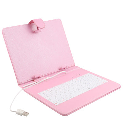Universal Adjustable Leather Tablet Case with USB 2.0 Hard Key Keyboard, Suitable for 7.0 inch Tablet PC (Such as S-WMC-1733, S-WMC-1727, S-WMC-1654, S-WMC-1631, S-WMC-1550 etc.), Pink(Pink)