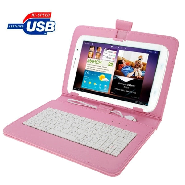 Universal Adjustable Cross Texture Leather Tablet Case with USB 2.0 Hard Key Keyboard, Suitable for 9.0 inch Tablet PC (Such as S-WMC-0285, S-WMC-0280, S-WMC-0265, S-WMC-0929, S-WMC-0948 etc.),