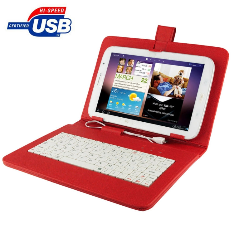 Universal Adjustable Cross Texture Leather Tablet Case with USB 2.0 Hard Key Keyboard, Suitable for 9.0 inch Tablet PC (Such as S-WMC-0285, S-WMC-0280, S-WMC-0265, S-WMC-0929, S-WMC-0948 etc.),
