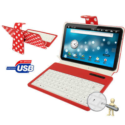 Universal Dot Pattern 3M Sticker Leather Tablet Case with USB 2.0 Silicone Keyboard, Suitable for 4.3~7.9 inch Tablet PC (Such as S-WMC-1645, S-WMC-1630, S-WMC-1622, S-WMC-1616, S-WMC-1606 etc.), Red(Red)