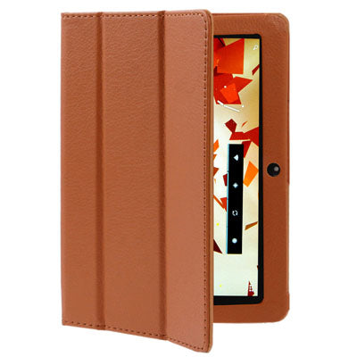 3-fold Litchi Texture Leather Case for Q8 Tablet PC