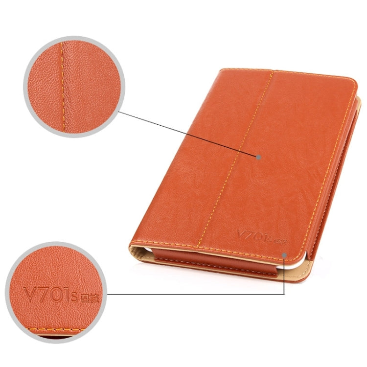 Bark Texture Horizontal Flip Leather Case with Holder for ONDA V701s / V703i (S-WMC-1241S/ S-WMC-0516W)(Brown)