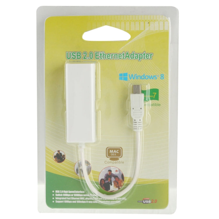 Mini USB 2.0 Ethernet Adapter for Tablet PC / Android TV, Length: 20cm(White)