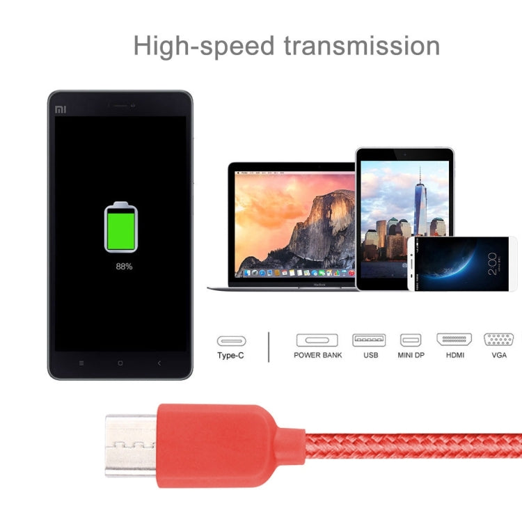 1m USB-C / Type-C to USB 2.0 Nylon Woven Data Sync Charging Cable, For Galaxy S8 & S8 + / LG G6 / Huawei P10 & P10 Plus / Xiaomi Mi6 & Max 2 and other Smartphones