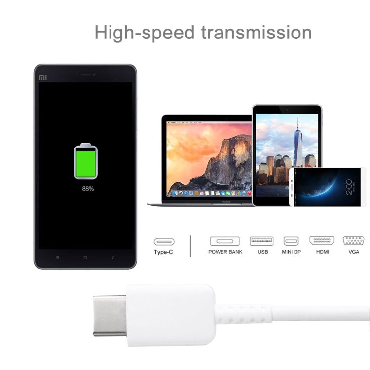 1.2m USB-C / Type-C to USB 2.0 Data Sync Charging Cable(White)